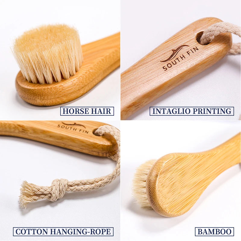 Premium Bamboo Facial Cleansing Brush – Soft Natural Horsehair for Deep Skin Cleaning & Massage