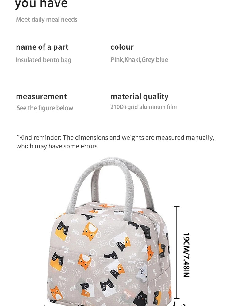 Cartoon Cute Portable Tote Lunch Box Bento Box Animal Pattern Lunch Bag Insulated Food Bag Lunch Box Bag Picnic Bag