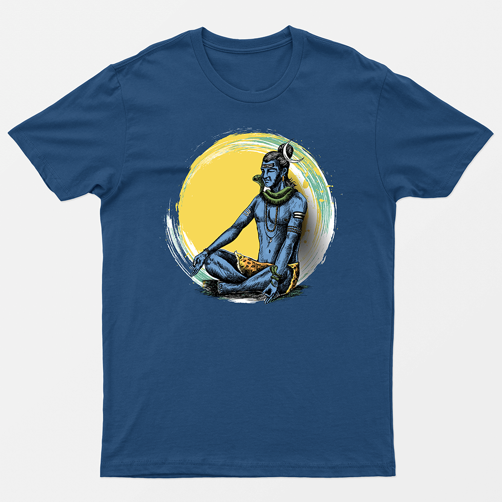 Lord Shiv Meditating Printed 100% cotton T-shirt - Sama Homes