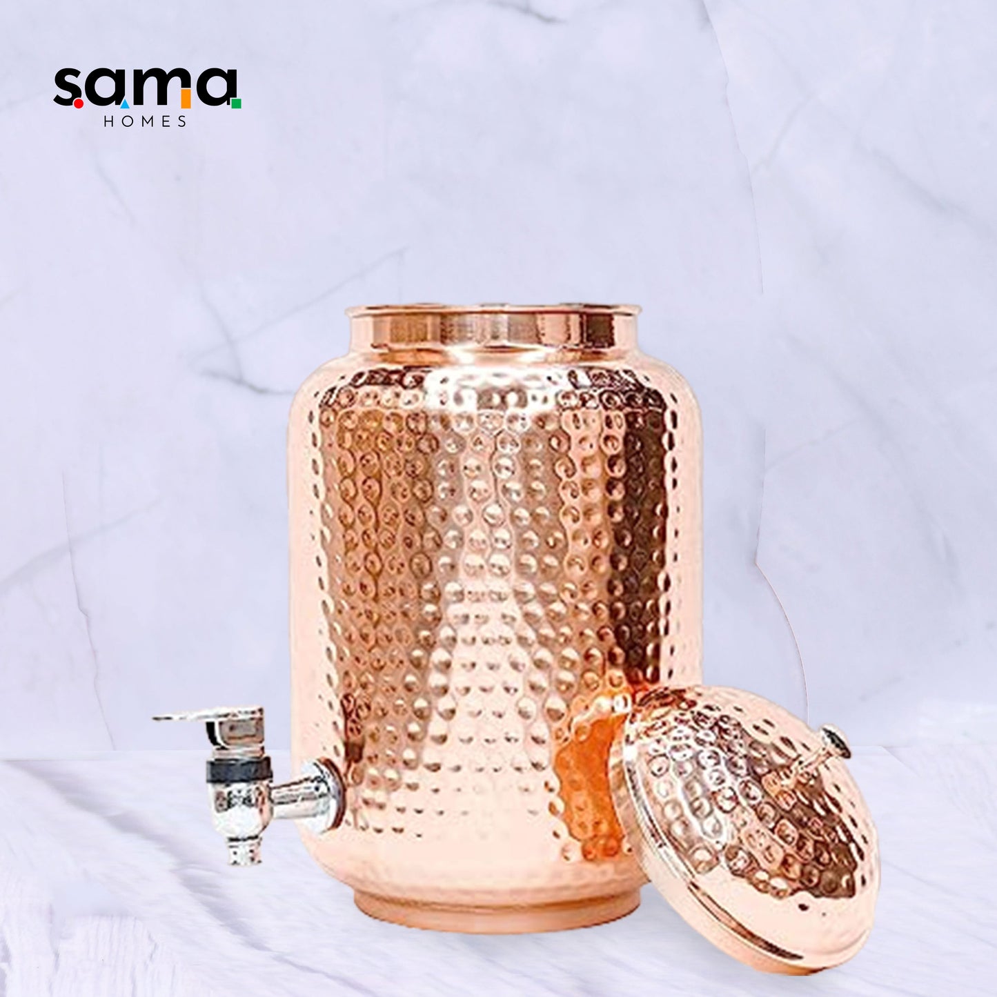 Pure Copper Full Hammered Water Dispenser (Matka) 5000ML - Sama Homes