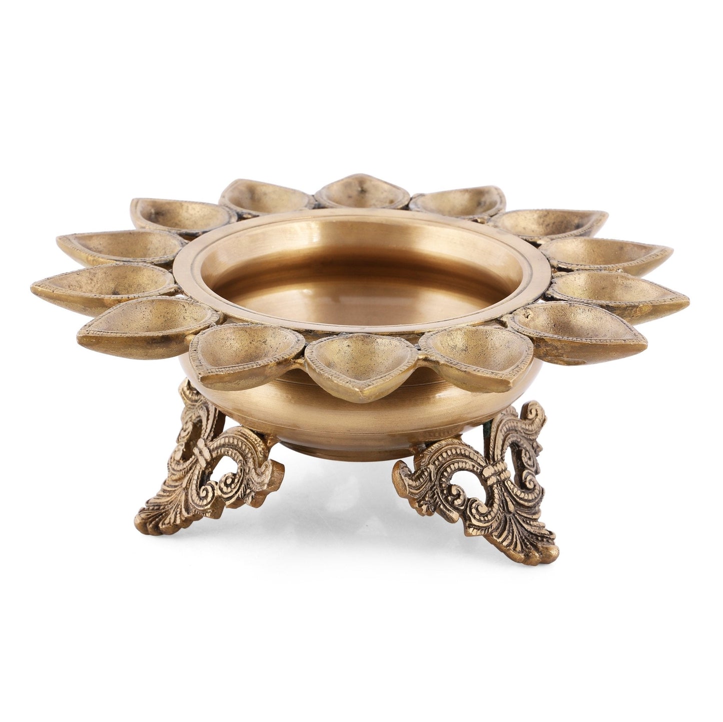 Brass Deepak Urli | Traditional Indian Oil Lamp for Devotional & Spiritual Use | Perfect Gift for Festivals & Home Decor - Sama Homes