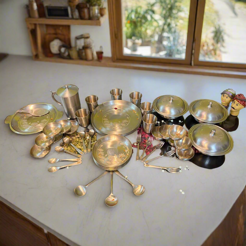 51 Pieces Bronze | Kansa Dinner Set - Sama Homes
