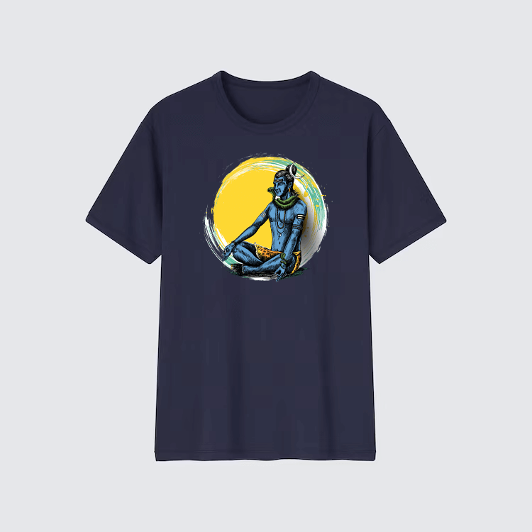 Lord Shiva Meditation Printed 100% cotton Oversized T-shirt - Sama Homes