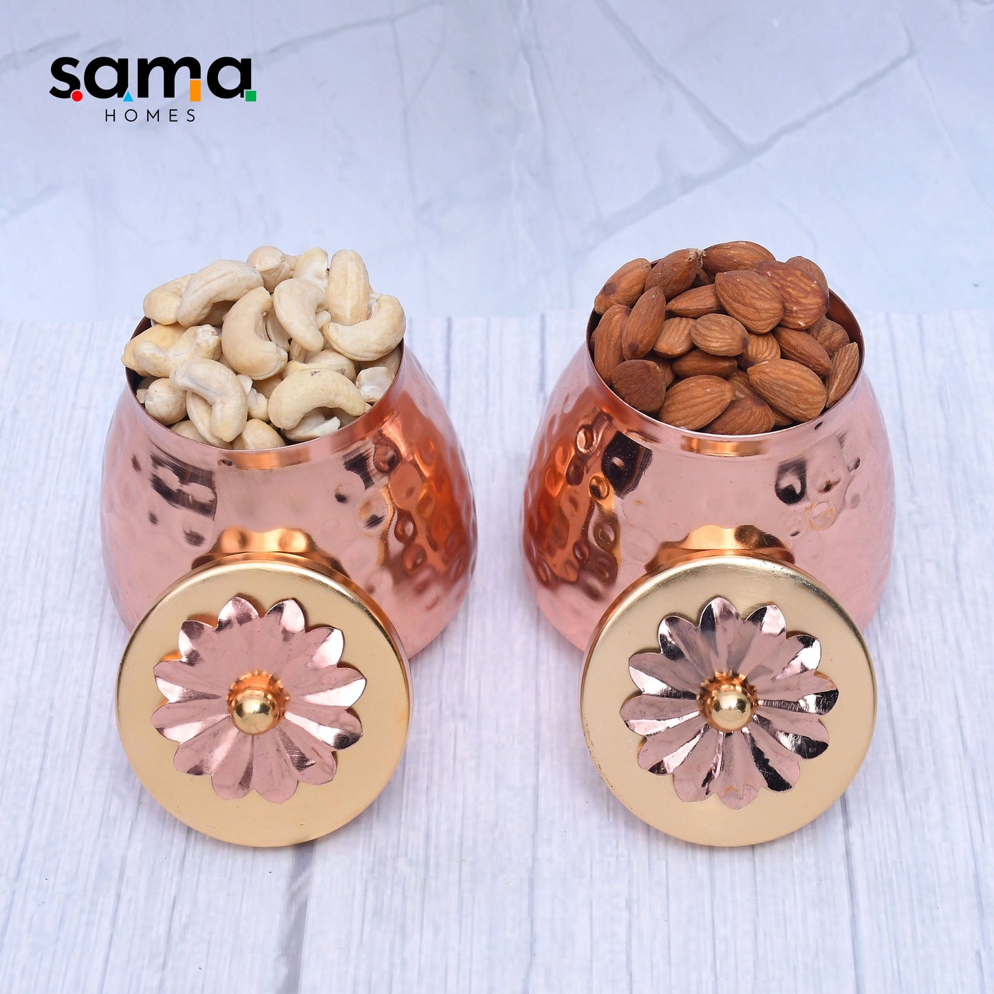 Exclusive Container Set of 2 with Copper Finished For Multi-Purposes - Sama Homes