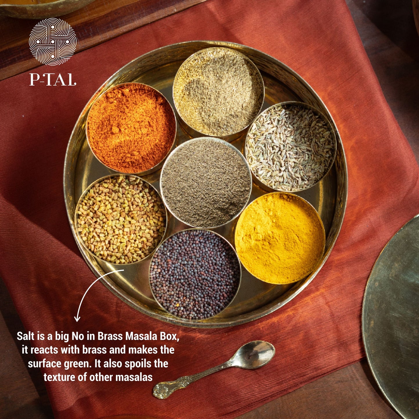 Brass Masala Daani / Spice Box - Sama Homes