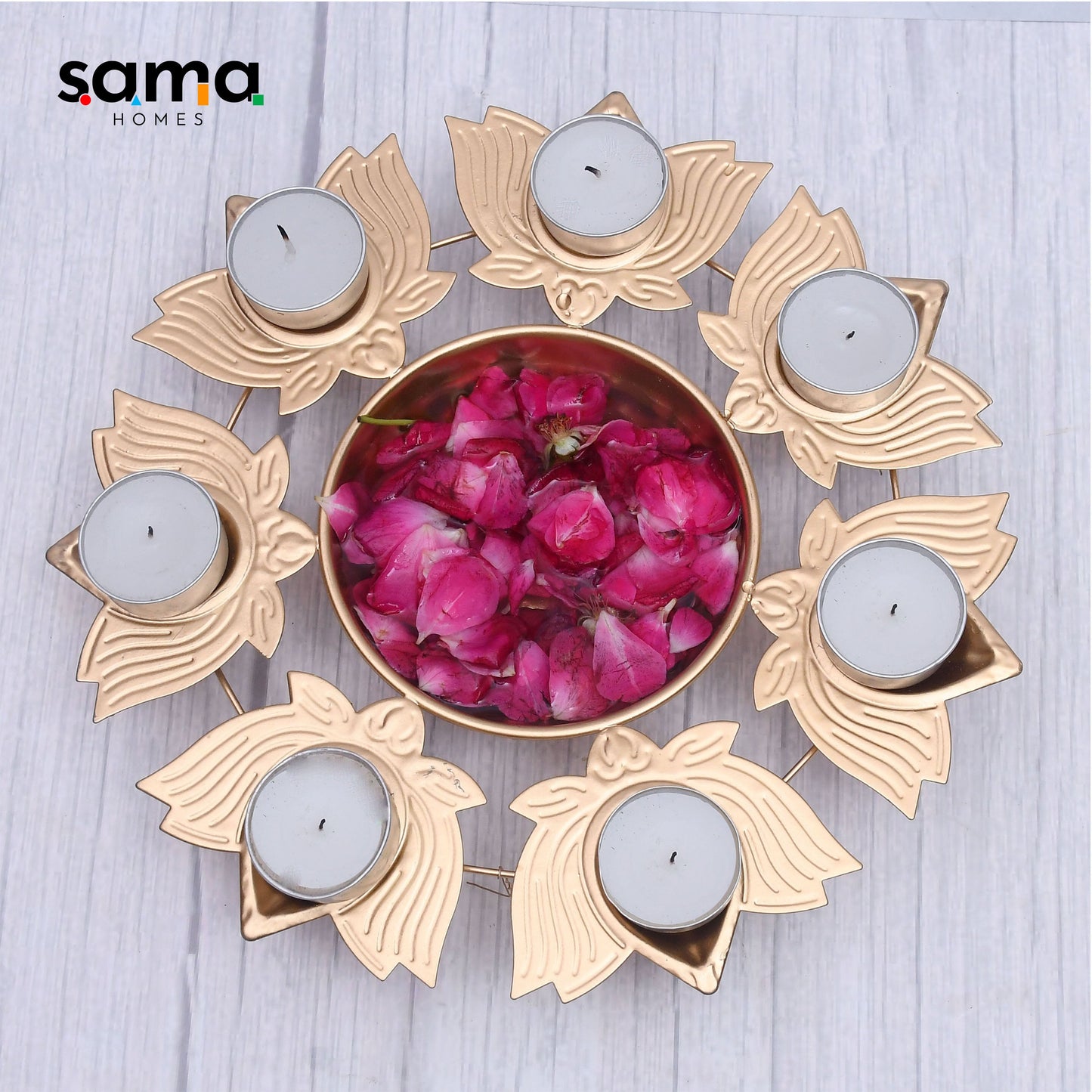 Exclusive Lotus Diya Urli Set Of 3 with Tea-Light Holder for Home Decor - Sama Homes