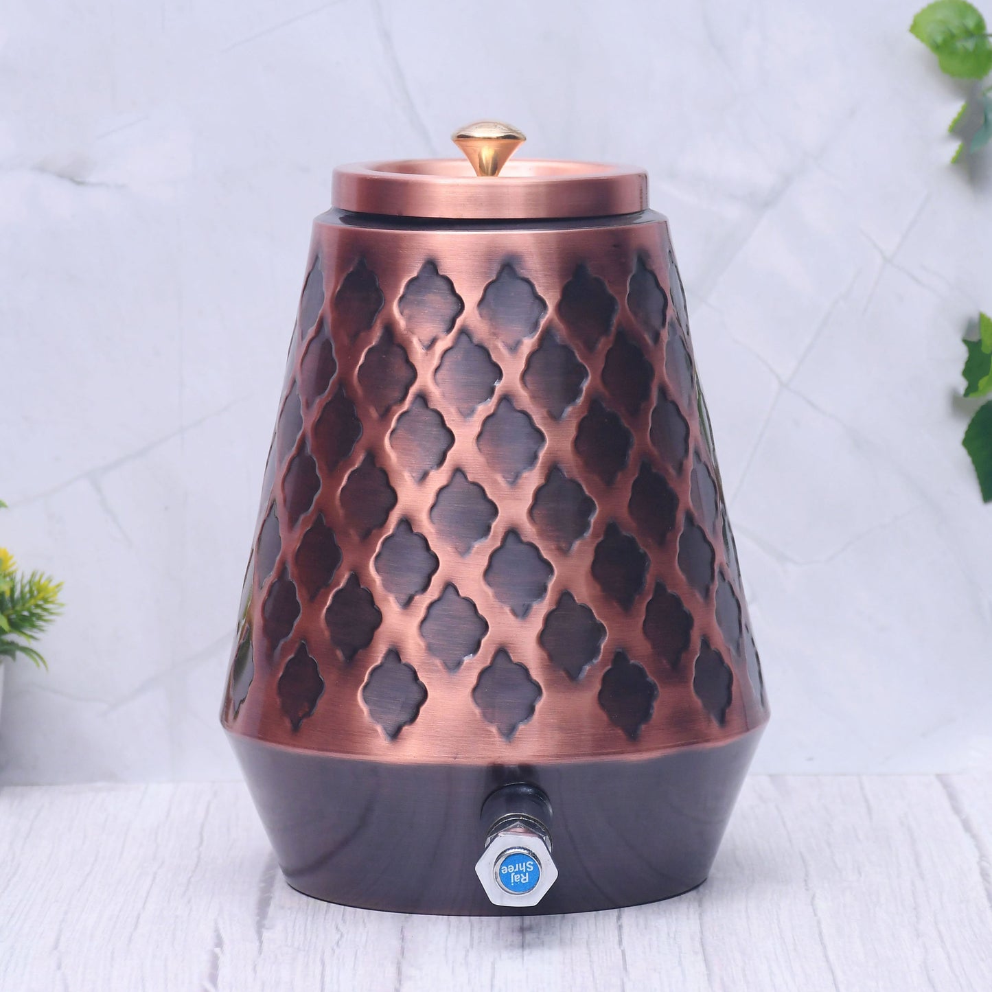 Pure Copper Water Dispenser Conical Antique Kangura Designed Capacity - Sama Homes