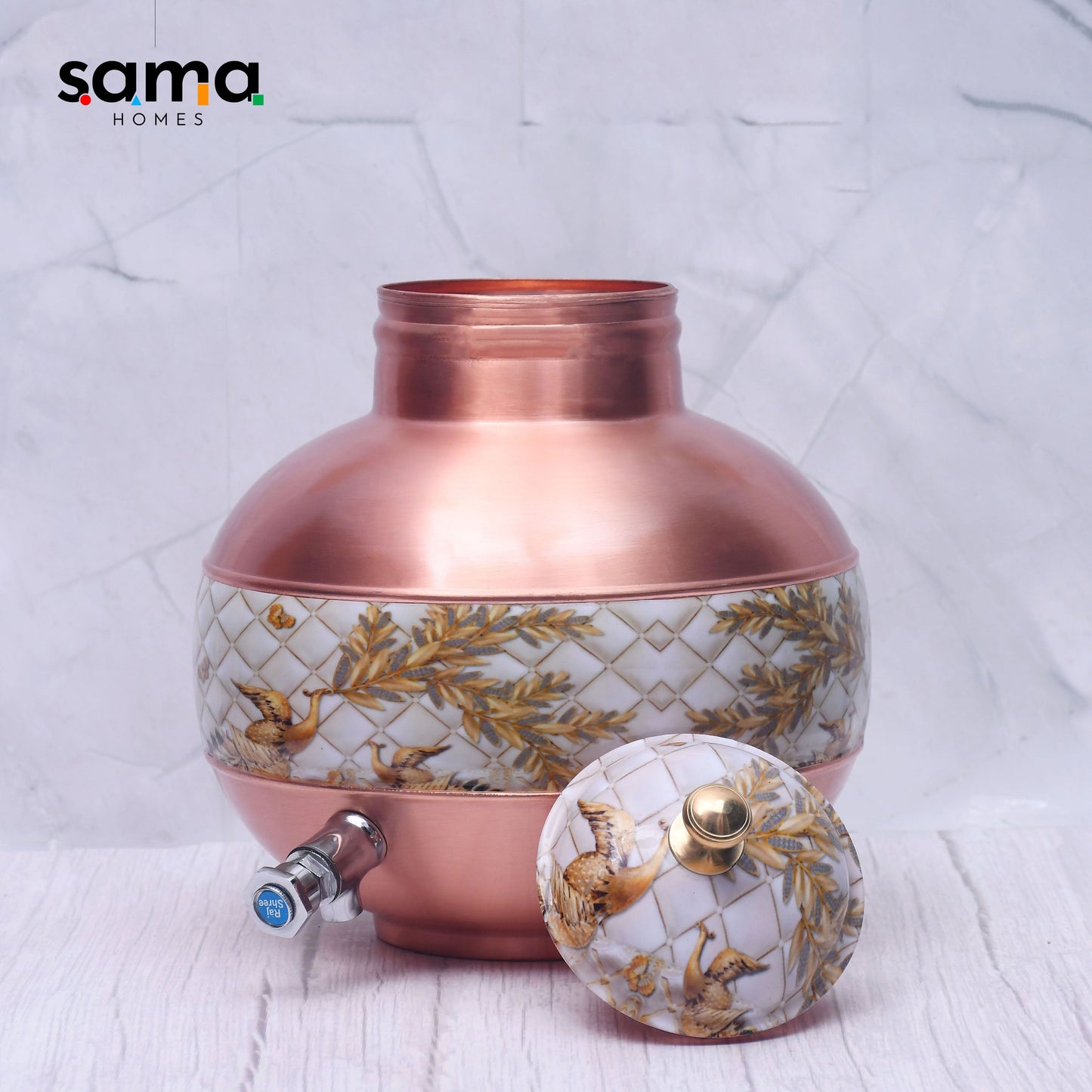 Pure Copper Water Dispenser Half Enamel Ghada/Pot Water Dispenser Capacity - Sama Homes