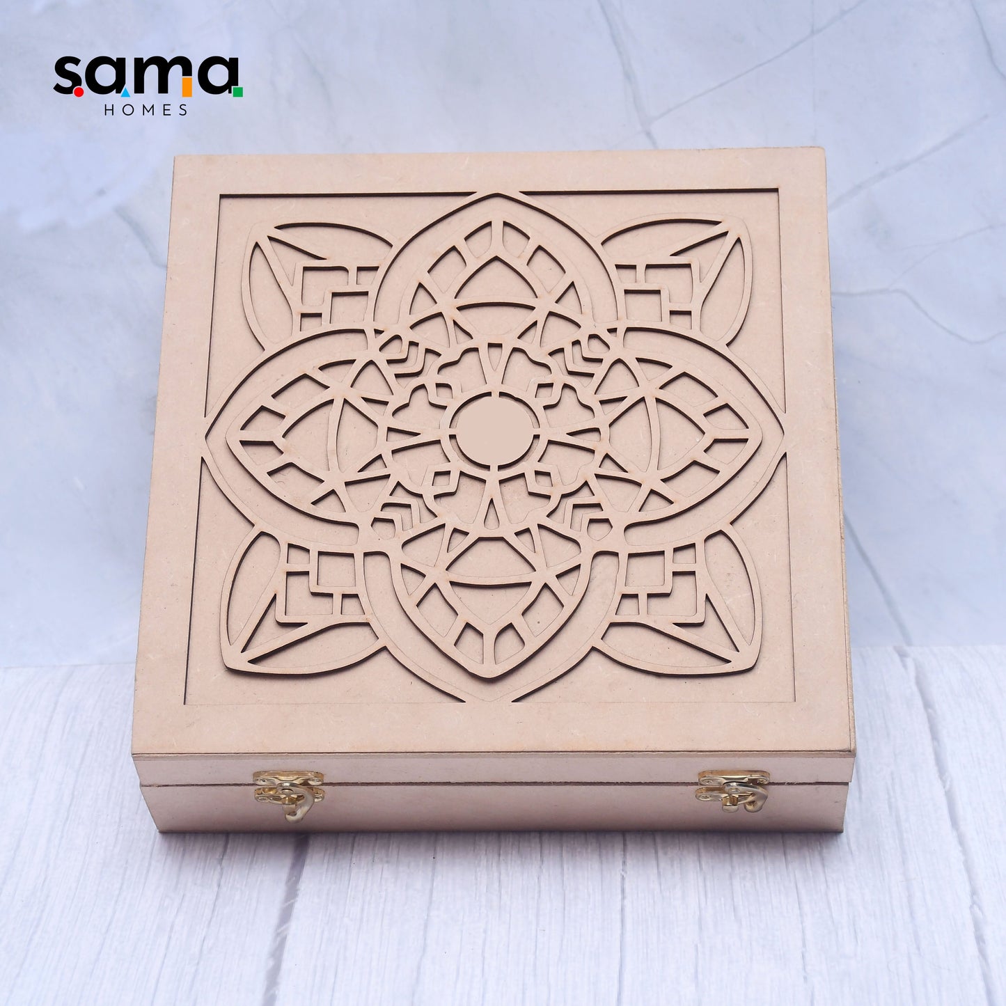Exclusive Rose Gold Pooja Thali Set with Royal Wooden Gifting Box. - Sama Homes