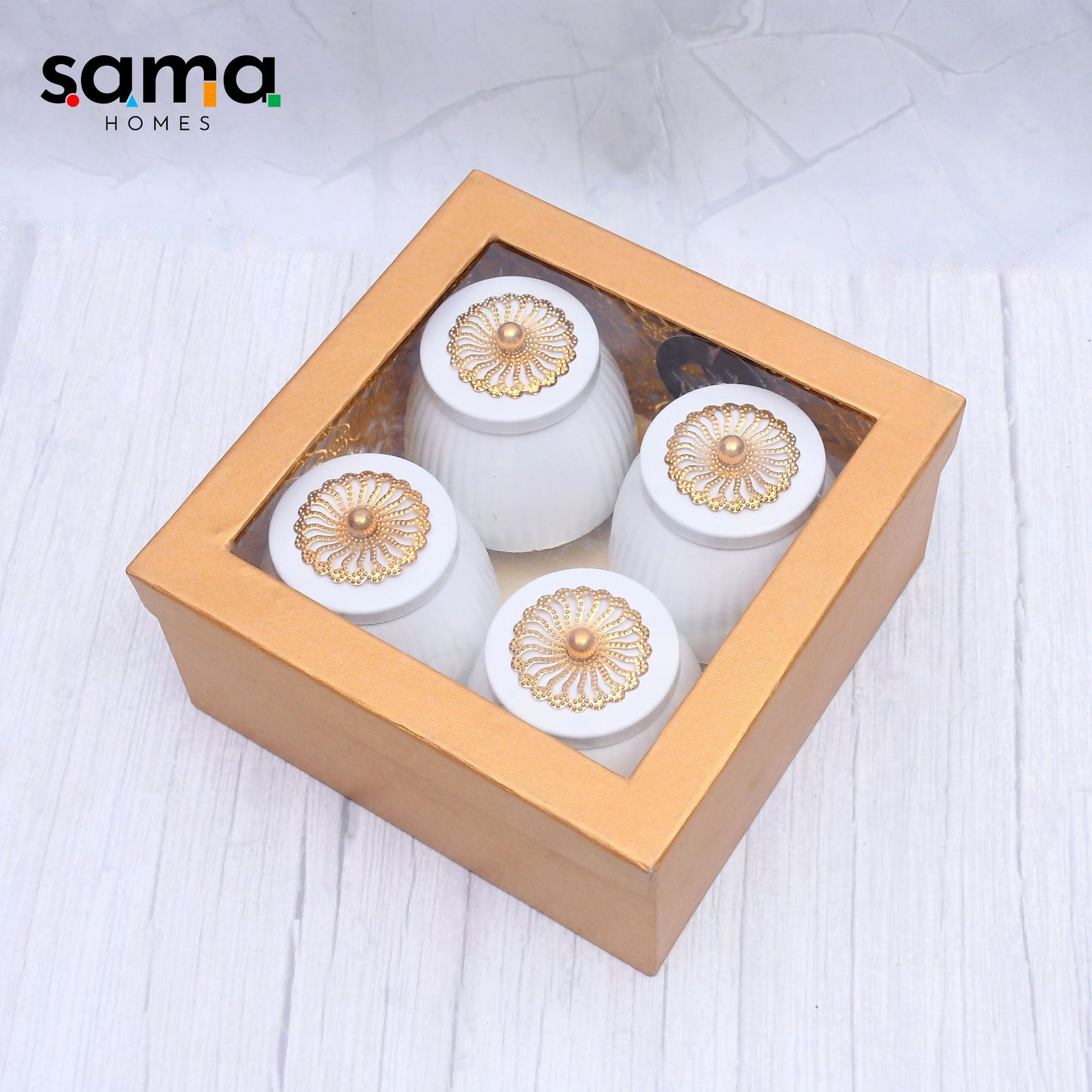 Exclusive Container Set of 4 with White Color For Multi-Purposes - Sama Homes