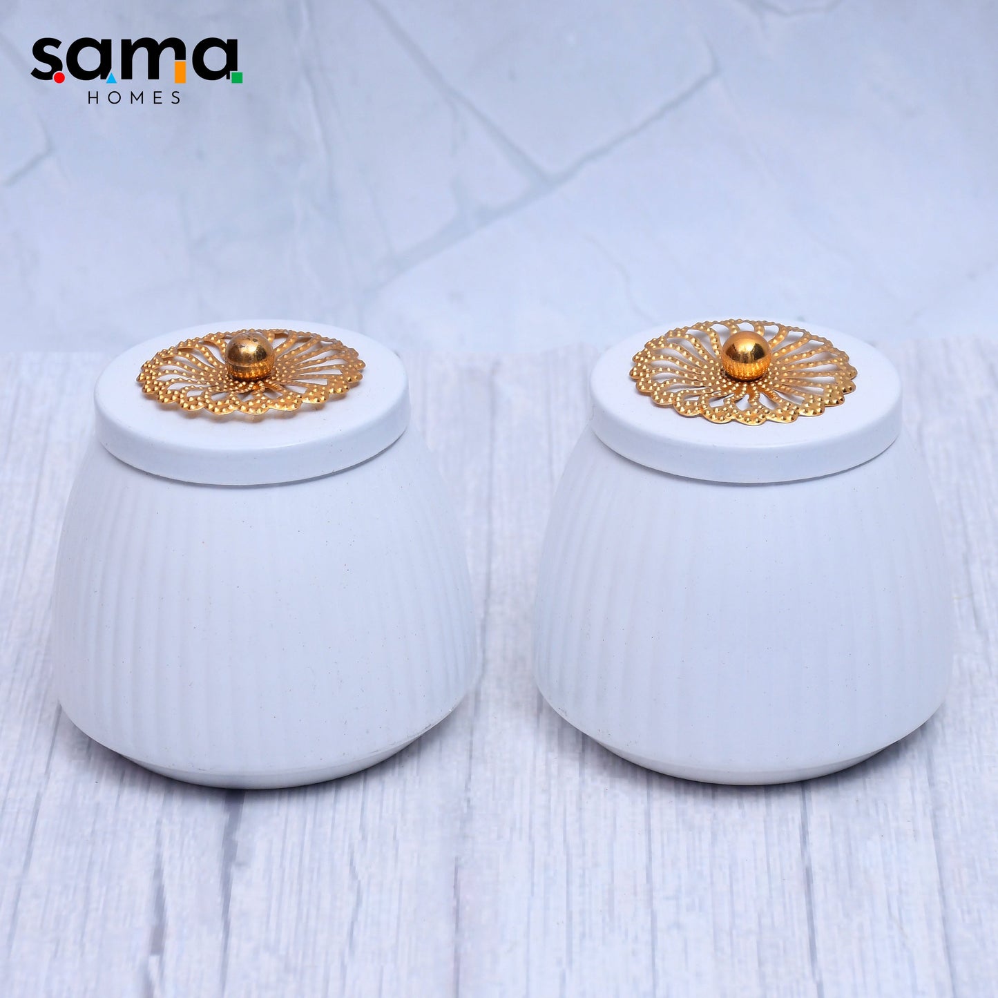 Exclusive Container Set of 2 White Color For Multi-Purposes - Sama Homes