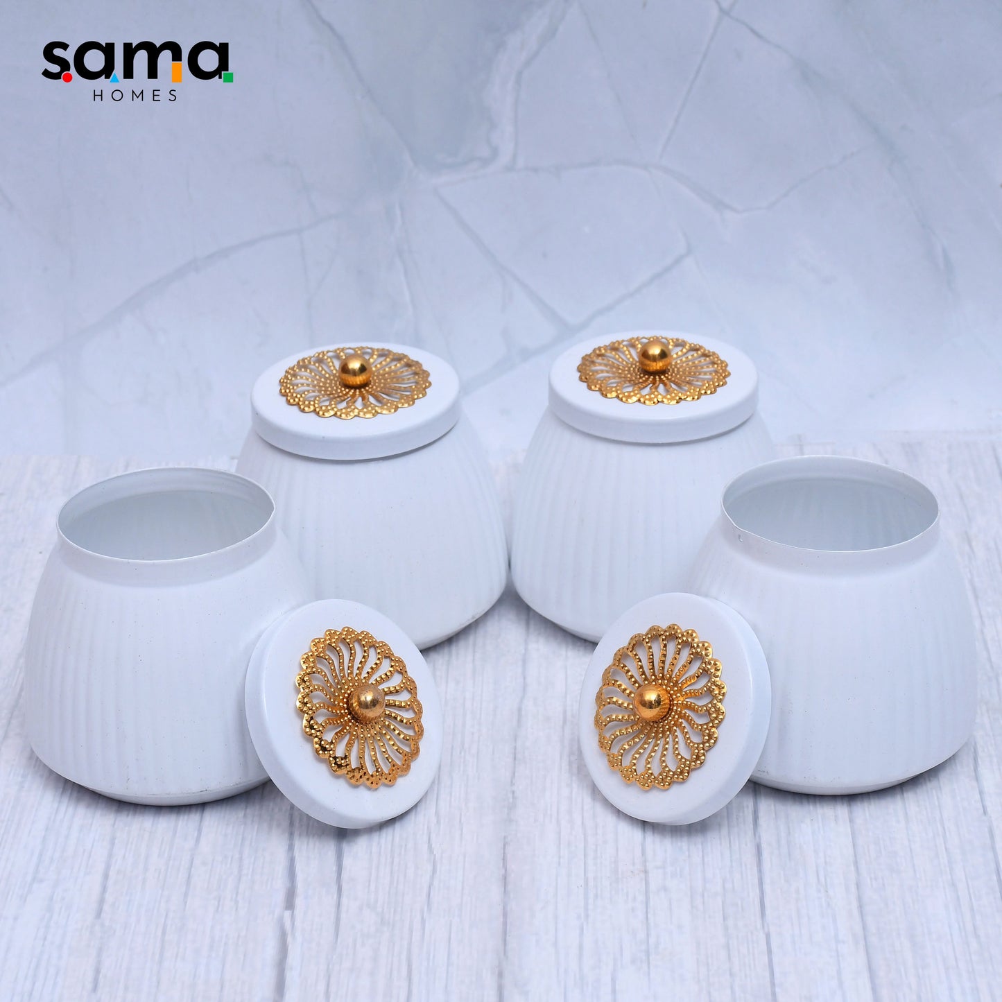 Exclusive Container Set of 4 with White Color For Multi-Purposes - Sama Homes