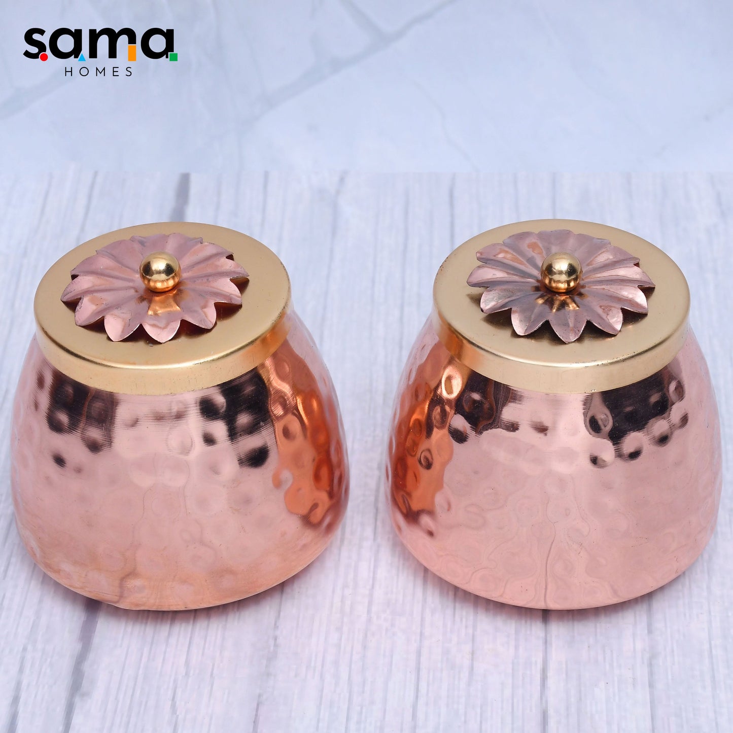 Exclusive Container Set of 2 with Copper Finished For Multi-Purposes - Sama Homes
