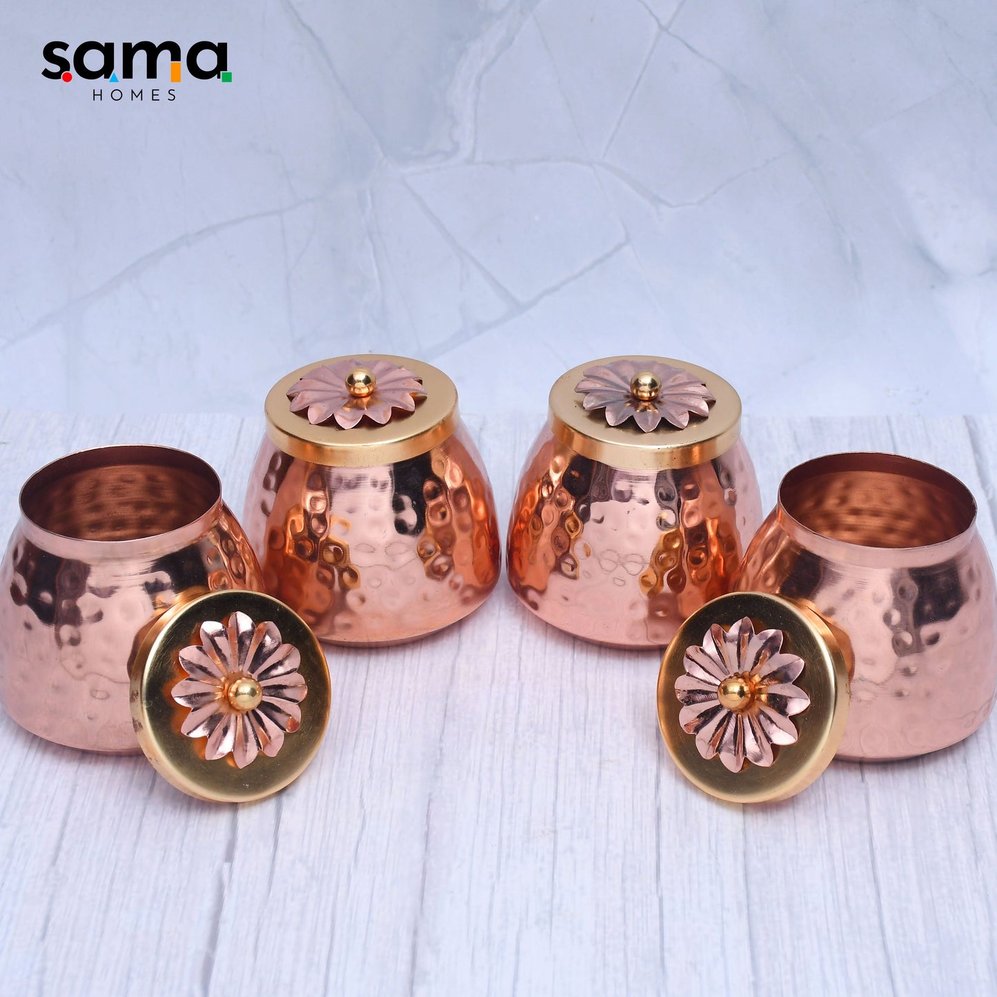 Exclusive Container Set of 4 with Copper Finished For Multi-Purposes - Sama Homes