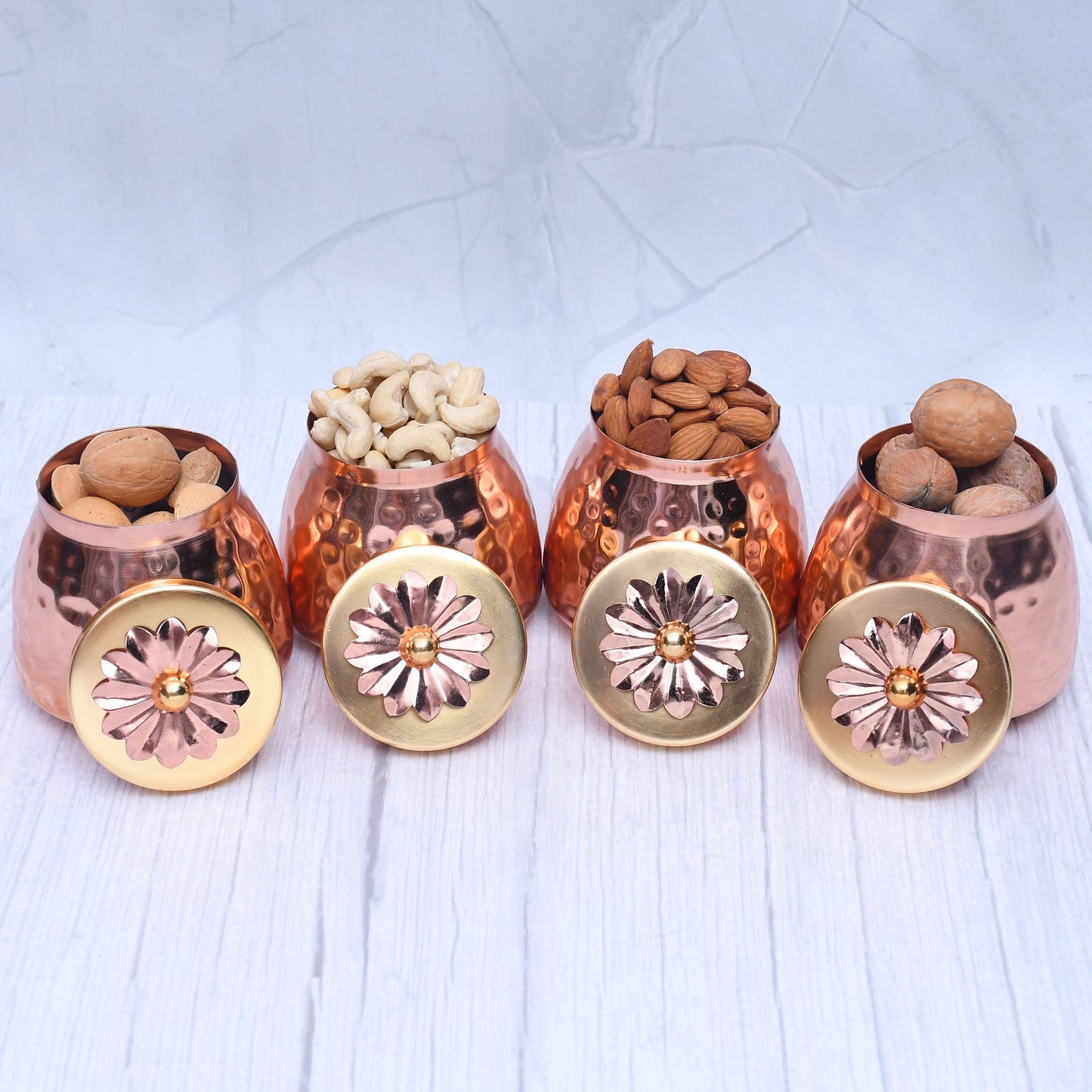 Exclusive Container Set of 4 with Copper Finished For Multi-Purposes - Sama Homes