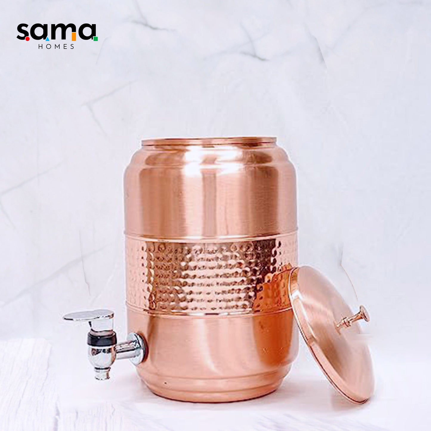 Pure Copper 5 Litre Half Hammered Water Dispenser (Matka) 5000ML - Sama Homes