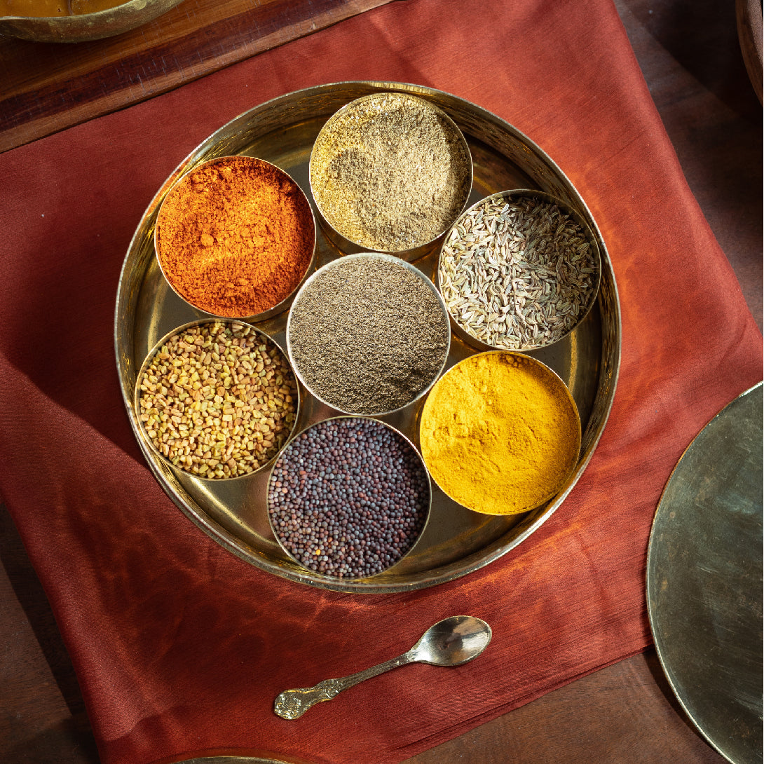 Brass Masala Daani / Spice Box - Sama Homes