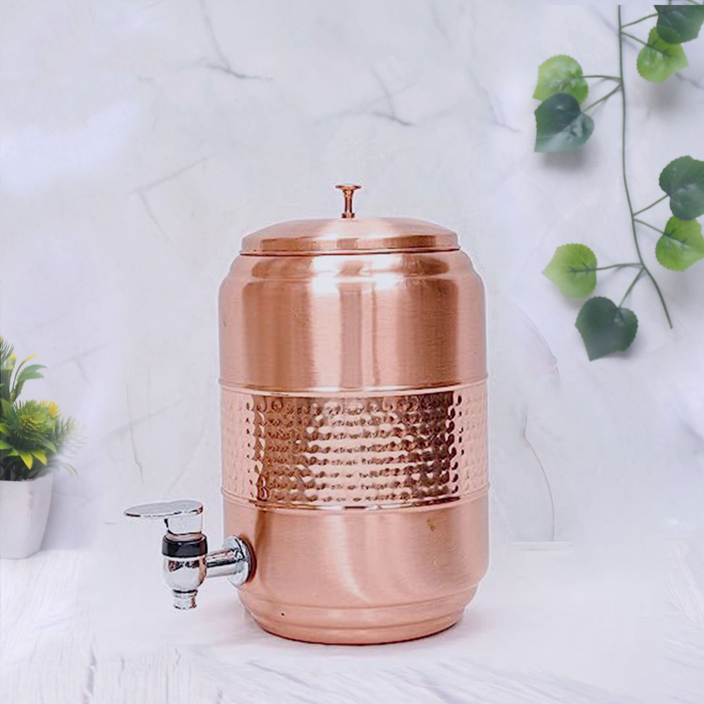 Pure Copper 5 Litre Half Hammered Water Dispenser (Matka) 5000ML - Sama Homes