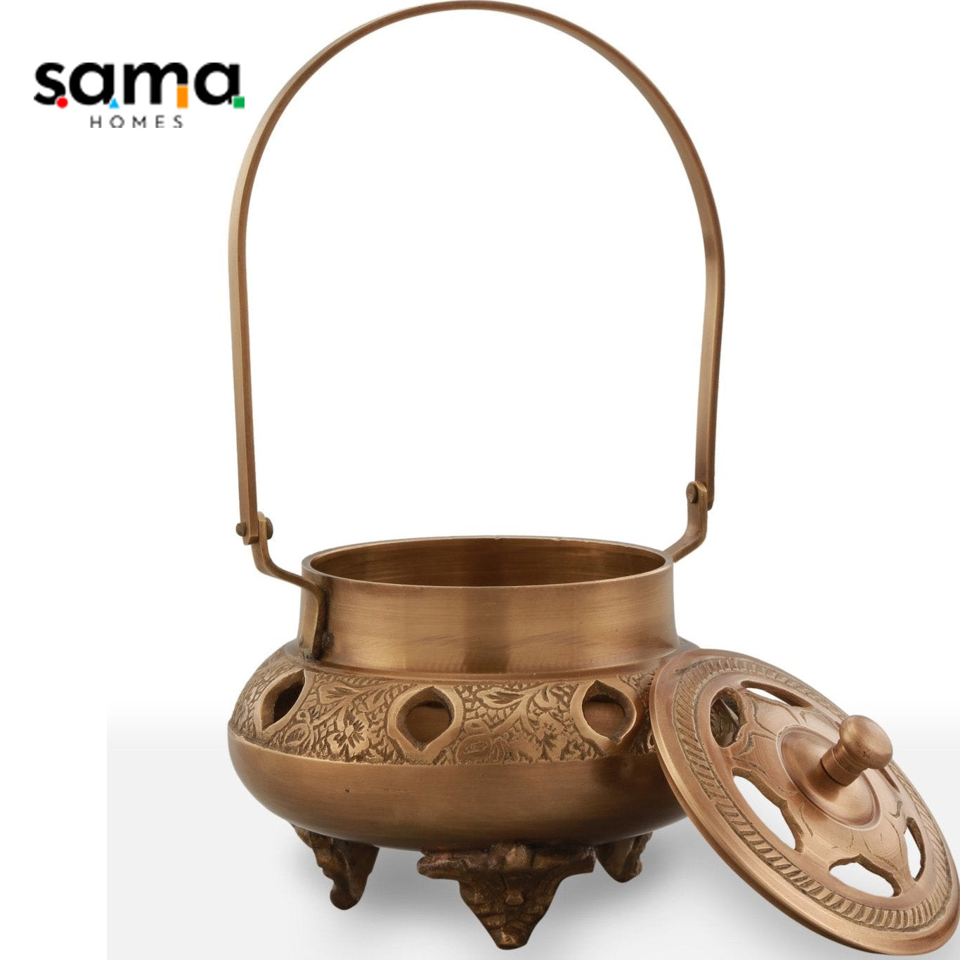 Brass Antique Dhupdaan | Handcrafted Incense Holder for Spiritual and Decorative Use | Unique Ethnic Home Decor - Sama Homes