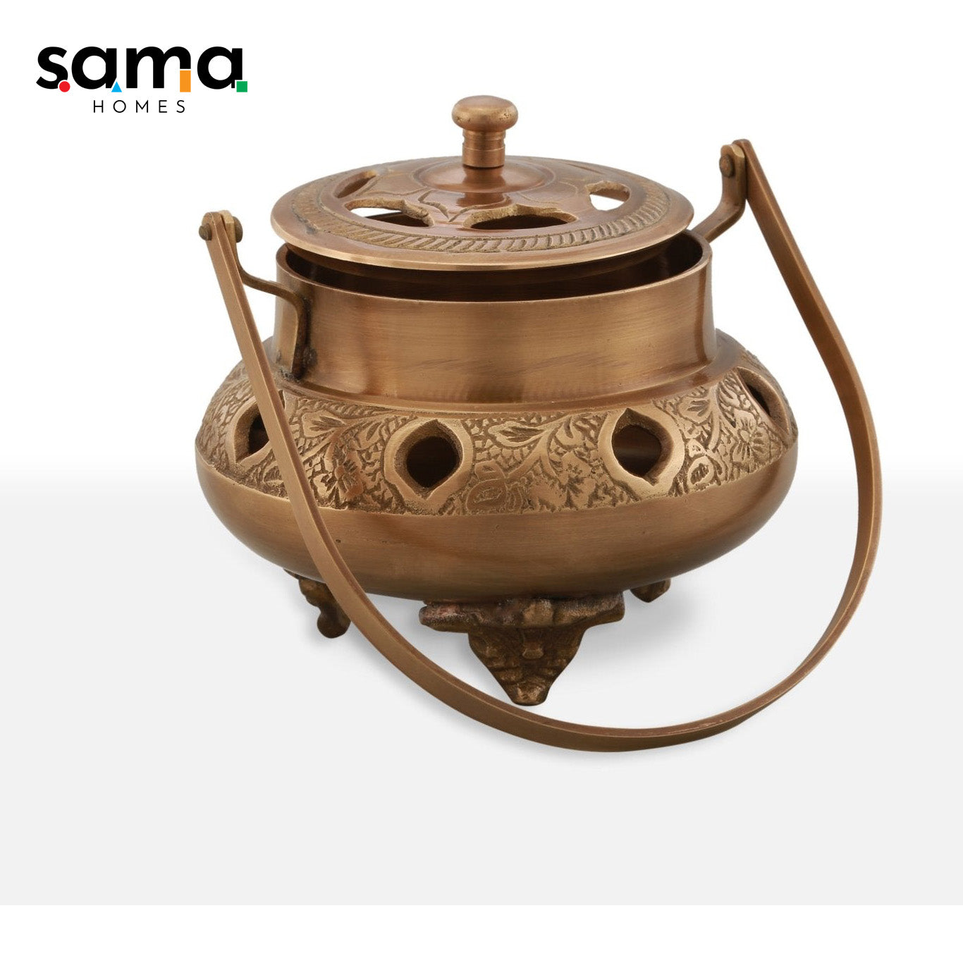 Brass Antique Dhupdaan | Handcrafted Incense Holder for Spiritual and Decorative Use | Unique Ethnic Home Decor - Sama Homes
