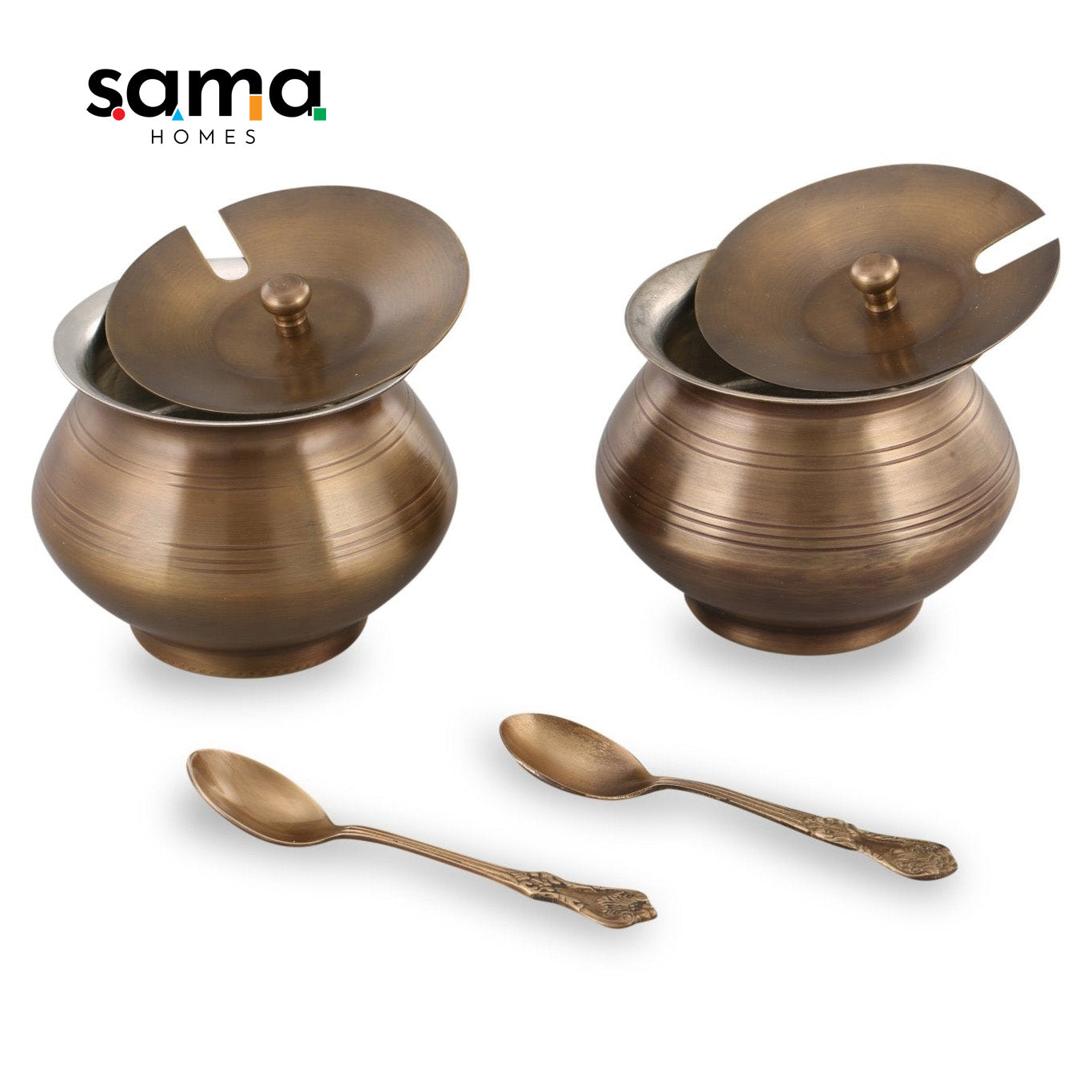 Handmade Brass Ghee Pot with Tin Lining | Vintage Kitchen Decor | Ayurvedic Cooking - Sama Homes