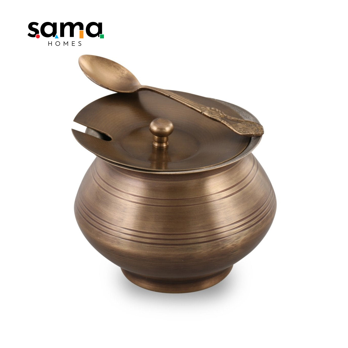 Handmade Brass Ghee Pot with Tin Lining | Vintage Kitchen Decor | Ayurvedic Cooking - Sama Homes
