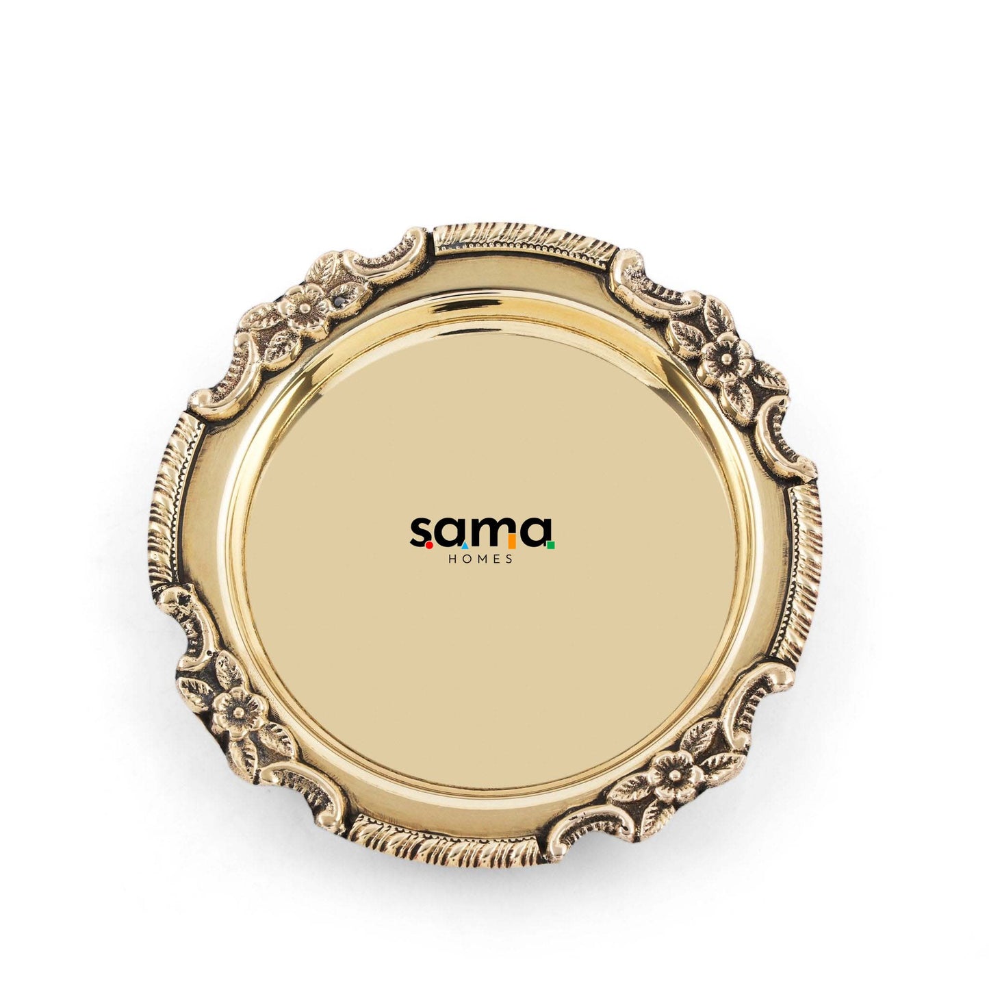Brass Medium Size Plate | Puja | Small Serving - Sama Homes