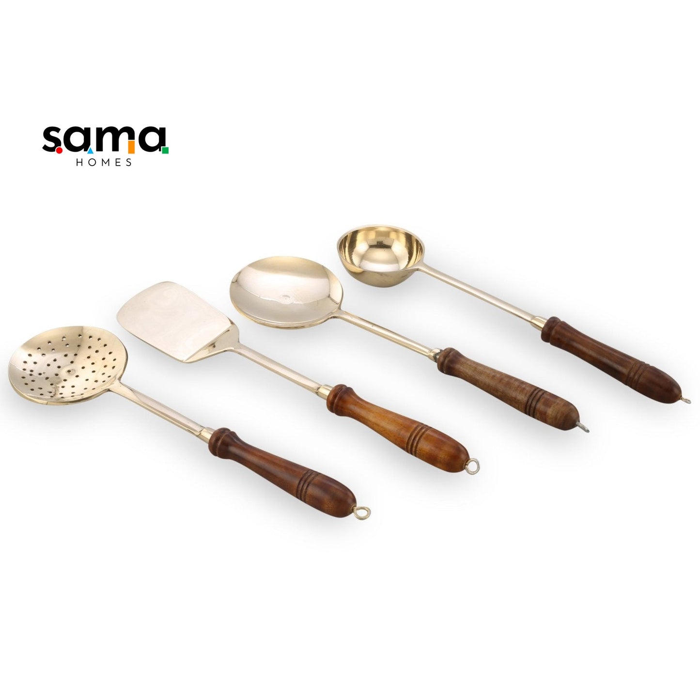 Handcrafted Brass Cooking Cutlery Set | Eco-Friendly Kitchen Tools for Culinary Artistry | Durable, Stylish & Sustainable Utensils - Sama Homes