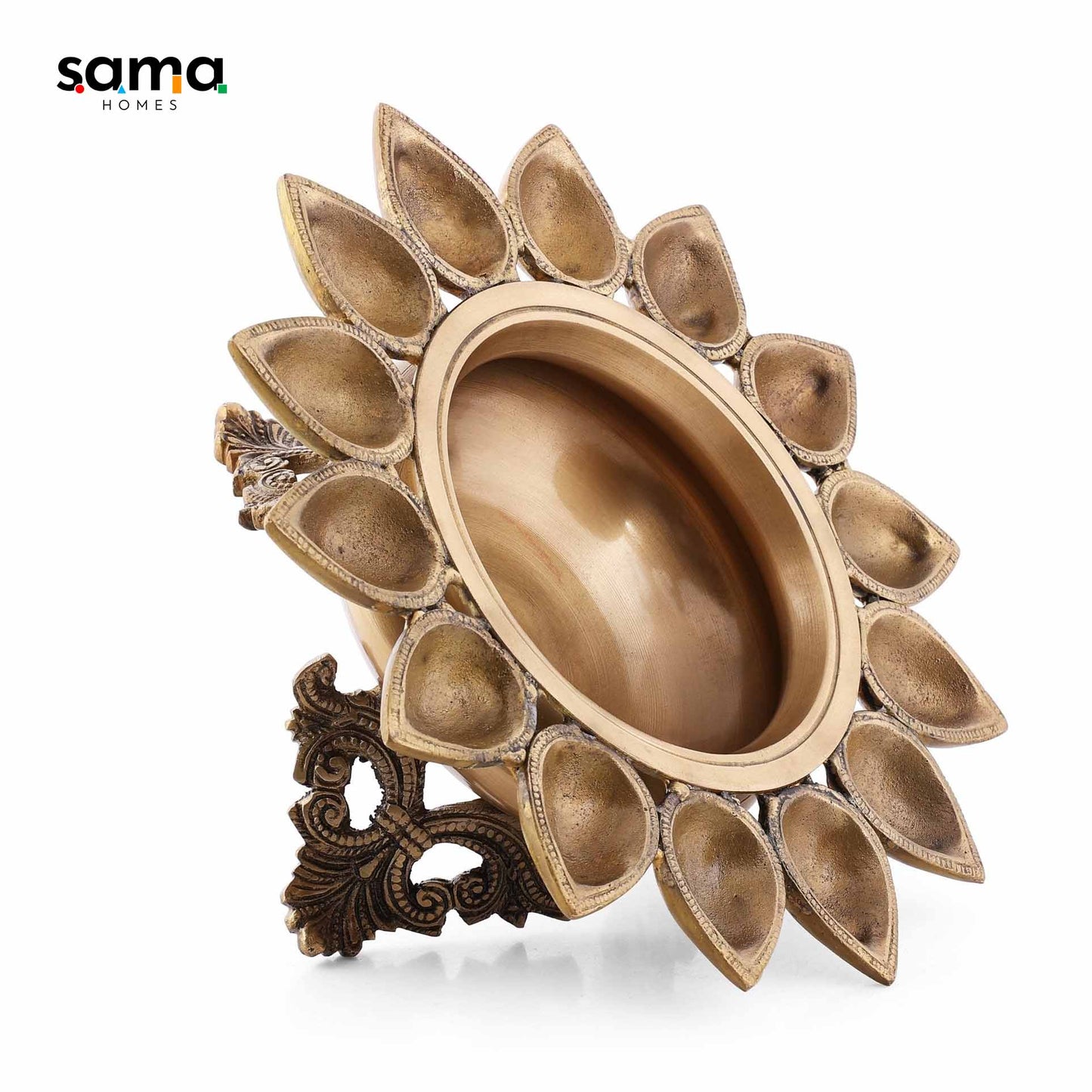 Brass Deepak Urli | Traditional Indian Oil Lamp for Devotional & Spiritual Use | Perfect Gift for Festivals & Home Decor - Sama Homes