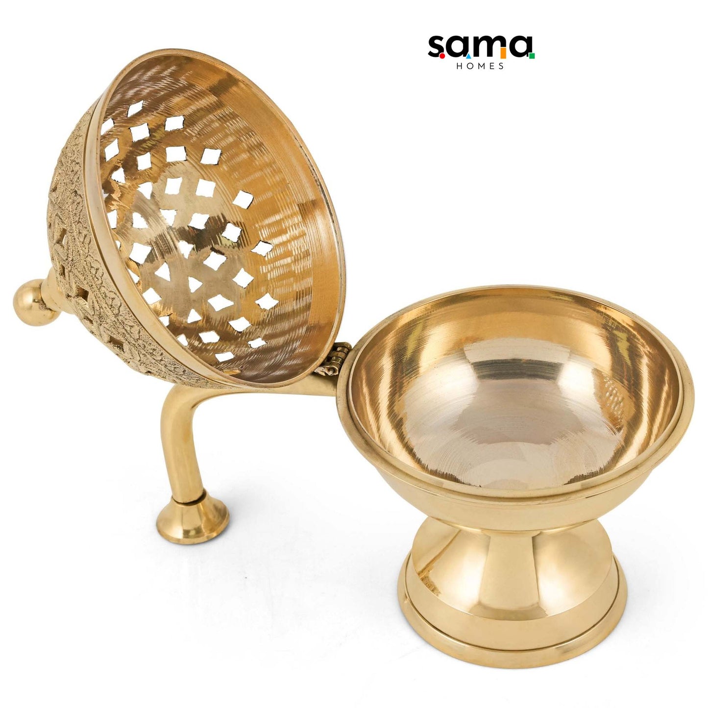 Handcrafted Brass Dhupdaan | Traditional Incense Holder for Spiritual Rituals & Home Decor | Ethnic Aroma Diffuser - Sama Homes