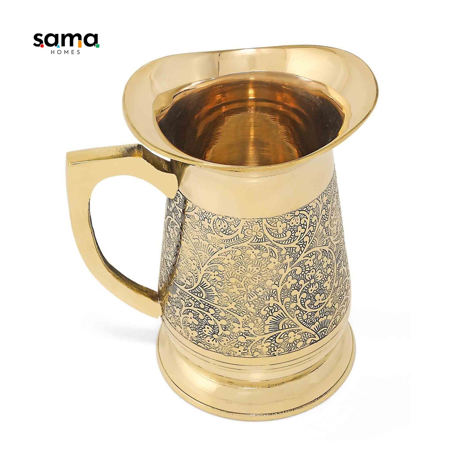 Brass Water Jug | Handmade Sustainable Pitcher | Reusable & Recyclable | Eco-Friendly Ayurvedic Jug for Hydration - Sama Homes