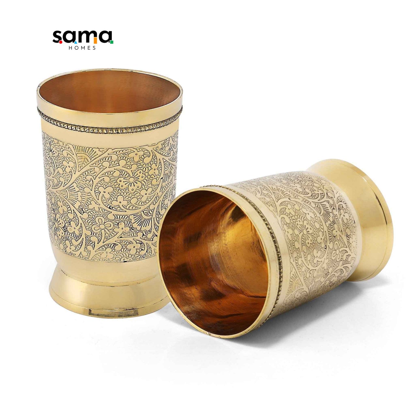 Handcrafted Brass Drinking Glass | Vintage Style Copperware | Eco-Friendly Barware for Home and Events - Sama Homes
