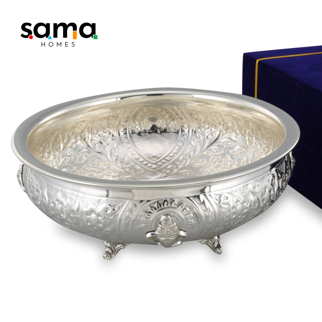 Brass Ganesh Urli with Velvet Box - Sama Homes