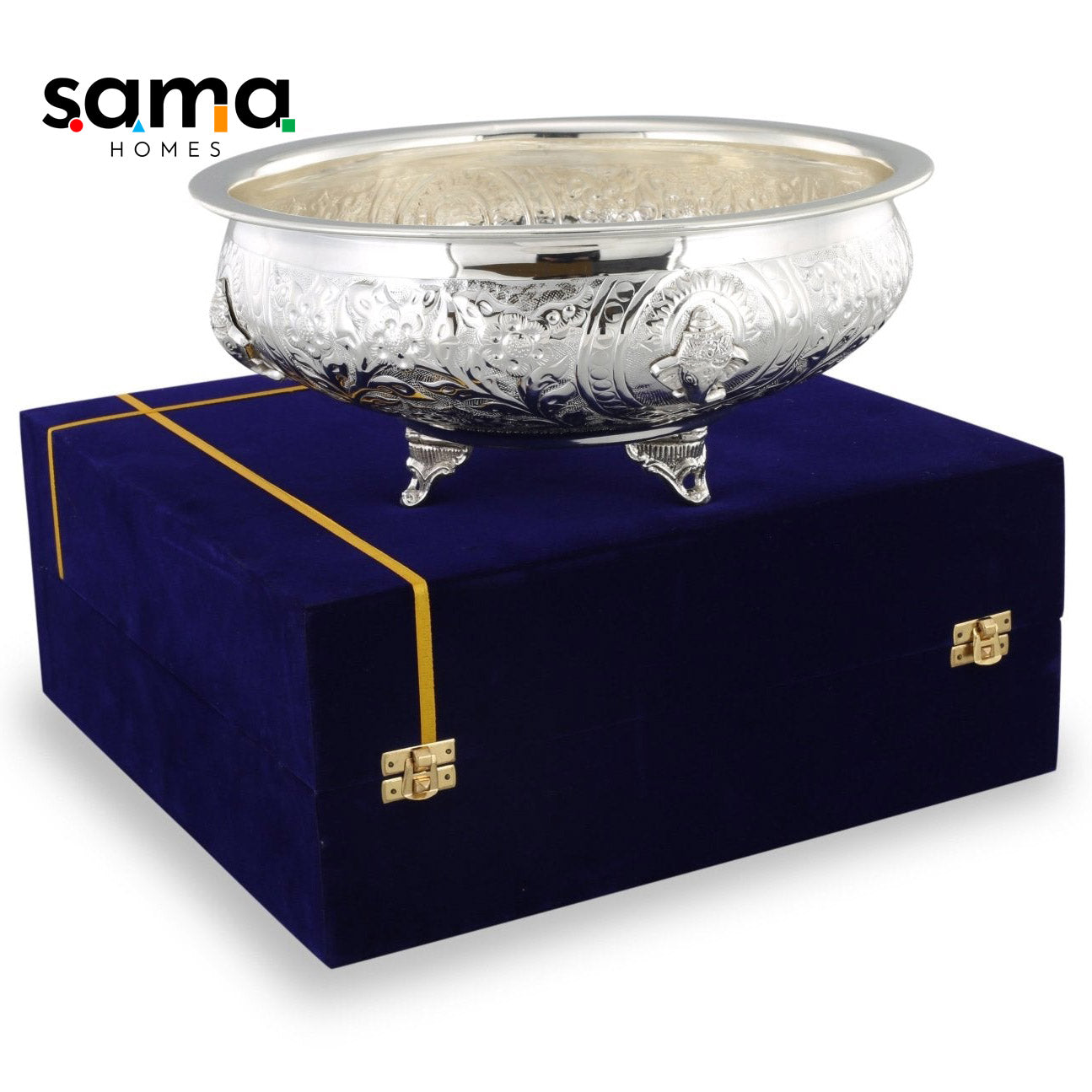 Brass Ganesh Urli with Velvet Box - Sama Homes