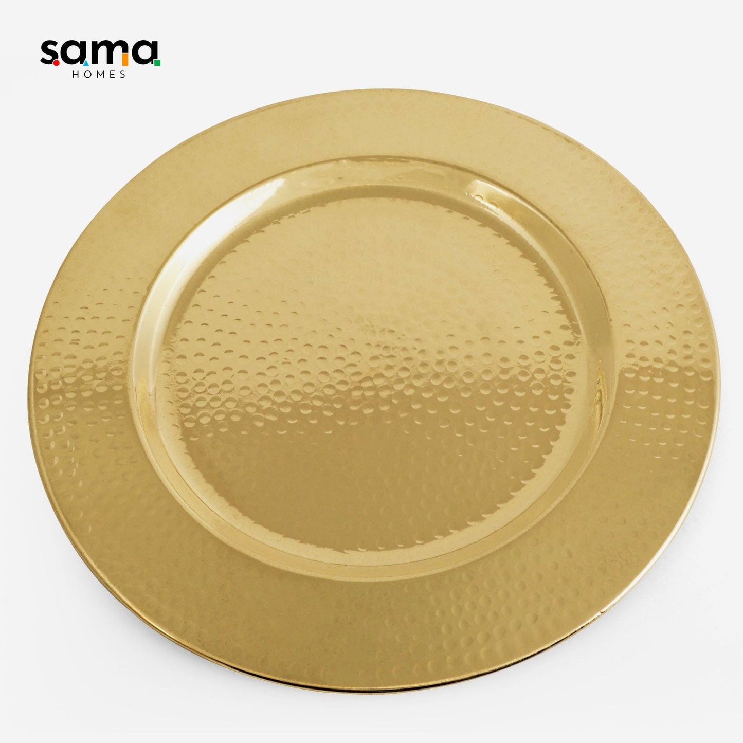 Brass Hammered Charger Serving Plate | Handcrafted Eco-Friendly Indian Tableware | Reusable Durable - Sama Homes