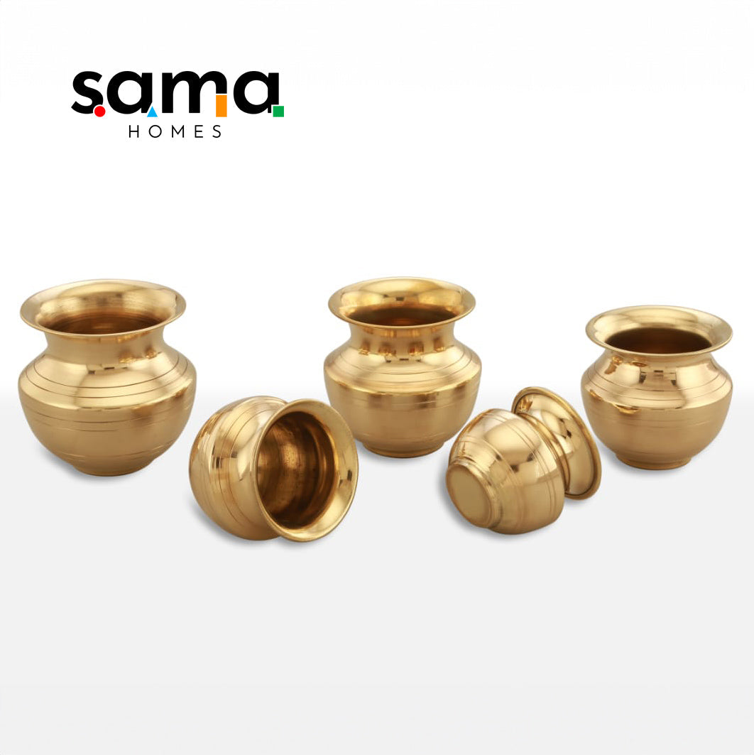 Brass Pooja Lota Pack of 5 / Kalash - Sama Homes