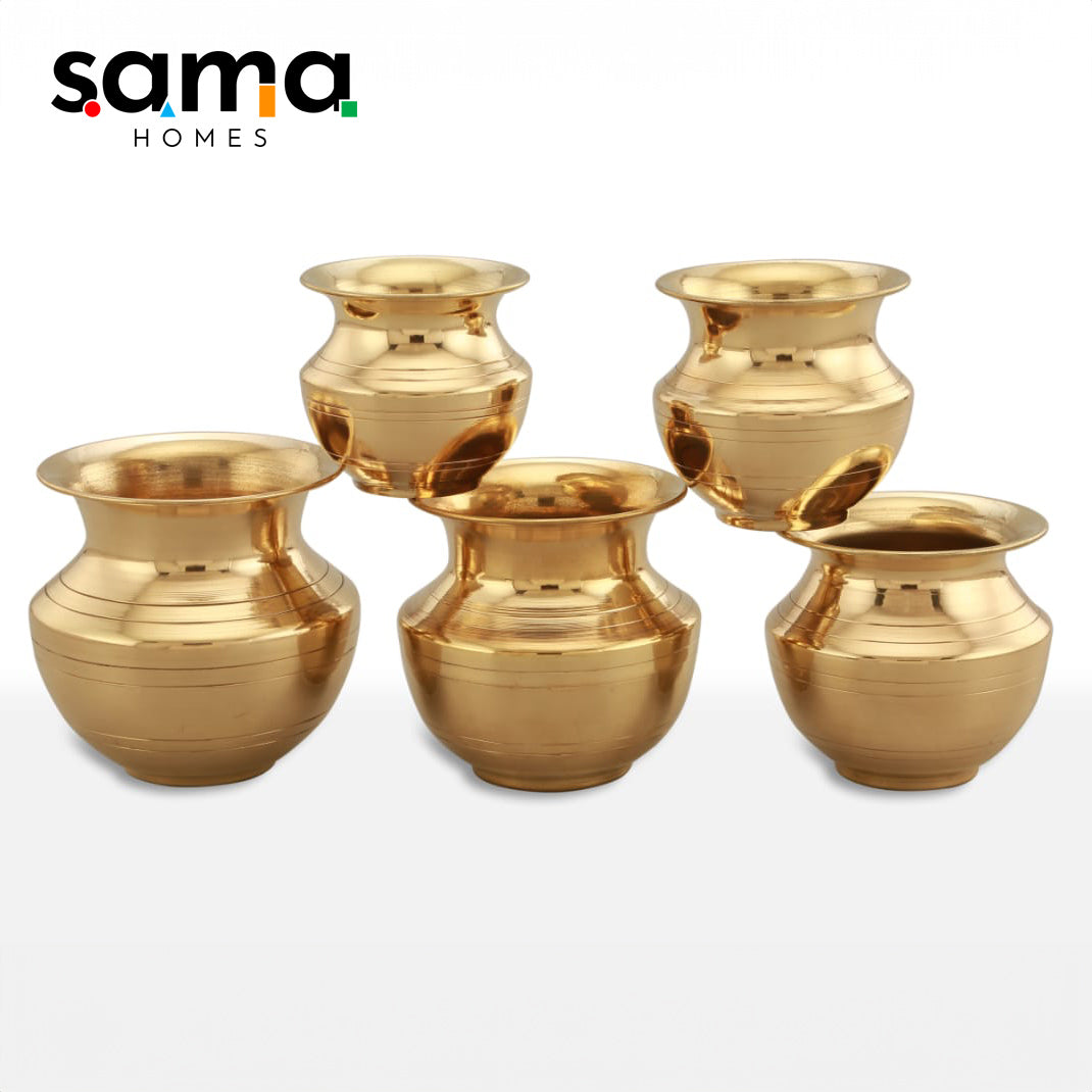 Brass Pooja Lota Pack of 5 / Kalash - Sama Homes