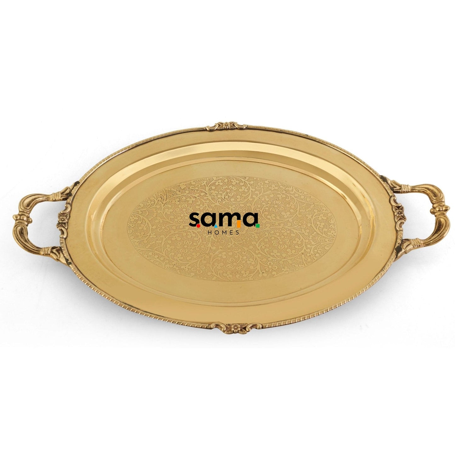 Brass Serving Tray with Handle - Sama Homes
