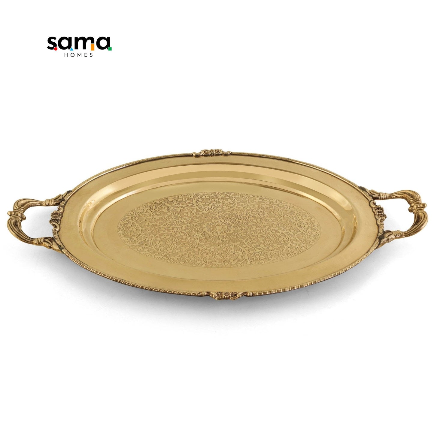 Brass Serving Tray with Handle - Sama Homes