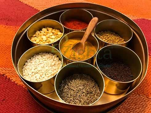 Traditional Brass Spice Box (Masala Dabba- Anjaraipetti) - Sama Homes