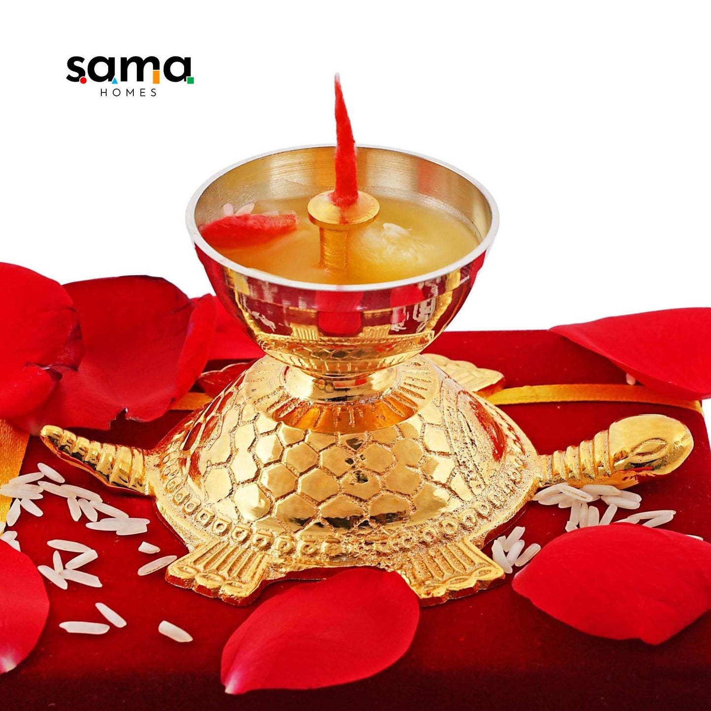 Brass Tortoise / Turtle Oil Lamp - Sama Homes