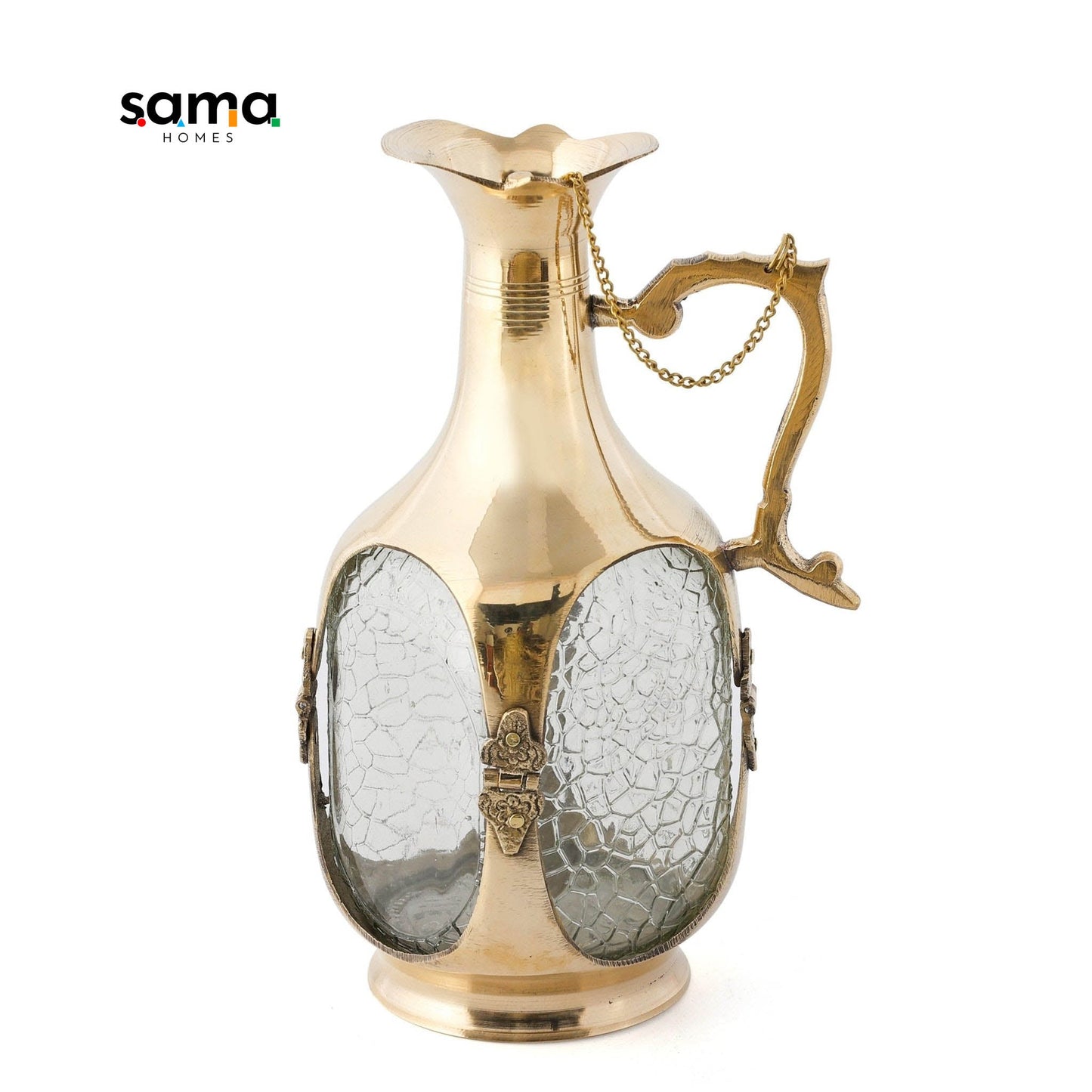 Old Monk Glass Brass Jug Pitcher | Stylish Living - Sama Homes