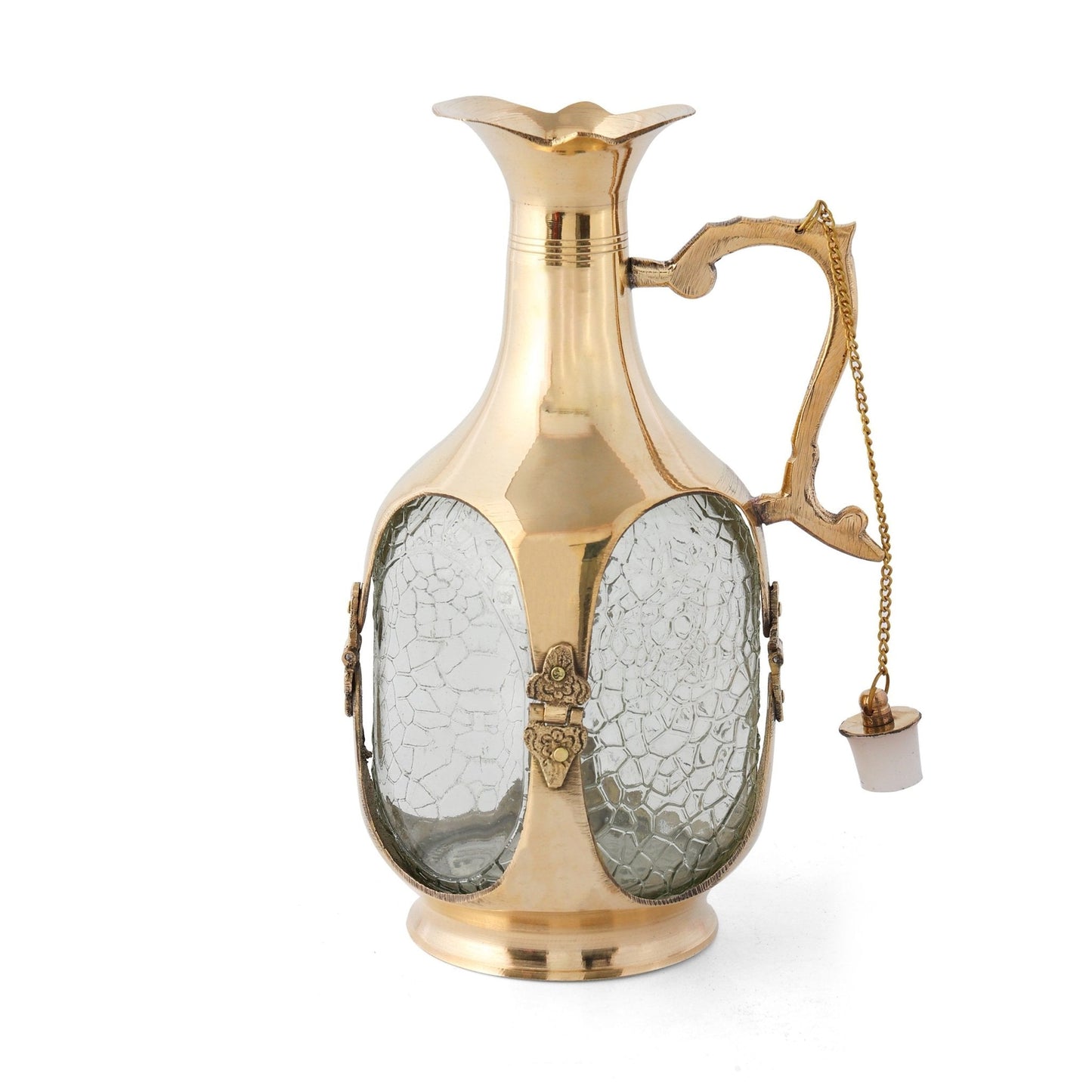 Old Monk Glass Brass Jug Pitcher | Stylish Living - Sama Homes