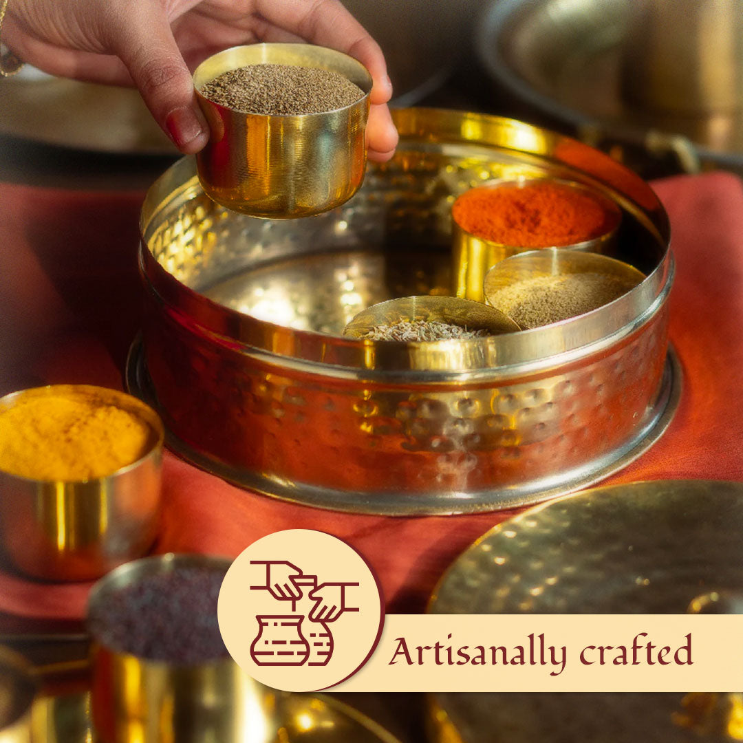 Brass Masala Daani / Spice Box - Sama Homes