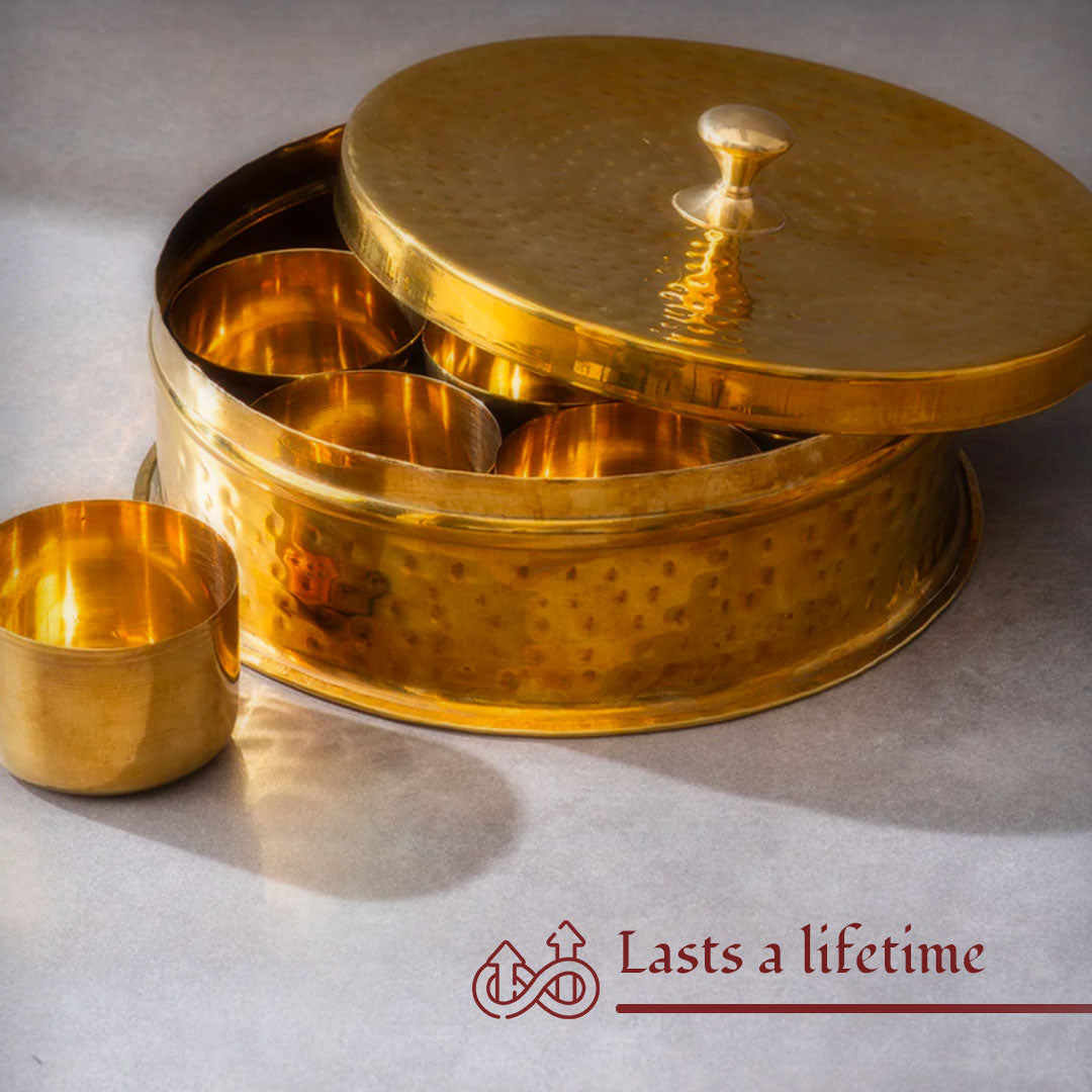 Brass Masala Daani / Spice Box - Sama Homes