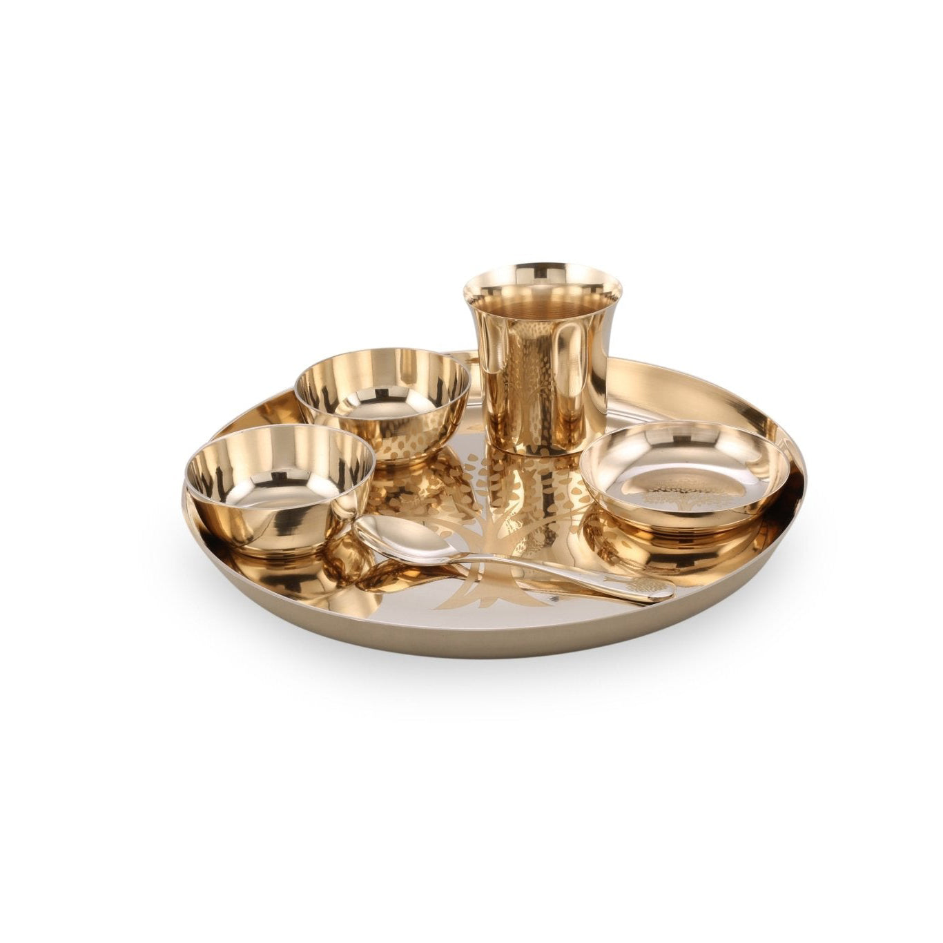 Bronze / Kansa Dinner Set Engraved Glossy (Pack of 6) - Sama Homes