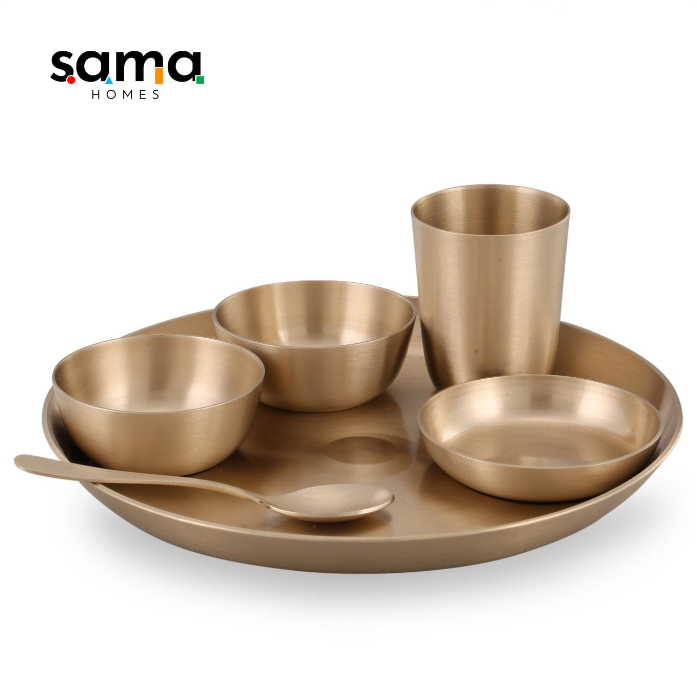 Bronze / Kansa Dinner Set Matte Finish (Pack of 6) - Sama Homes
