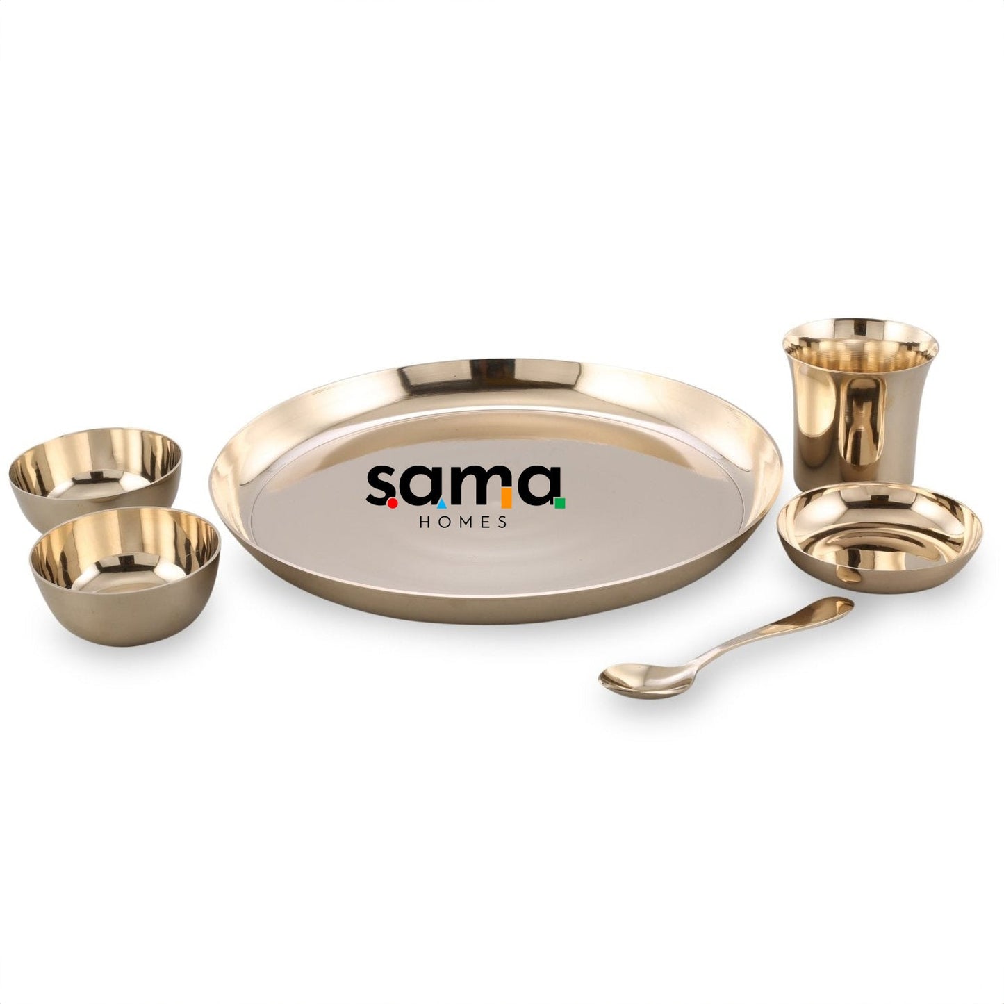SAMA Homes Bronze / Kansa Dinner Set Plain Glossy Finish (Set of 6) - Sama Homes