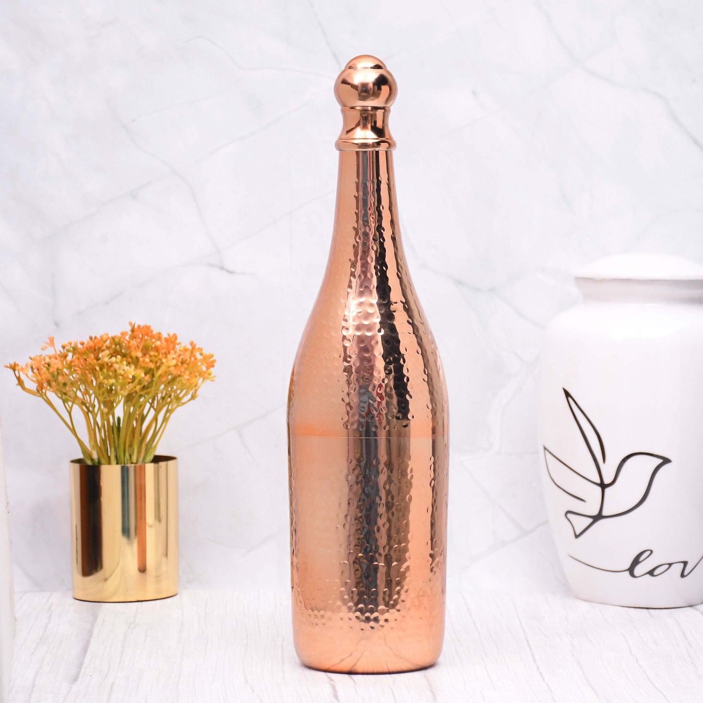 Elegant Design Copper Finished Champagne Bottle Case Barware - Sama Homes