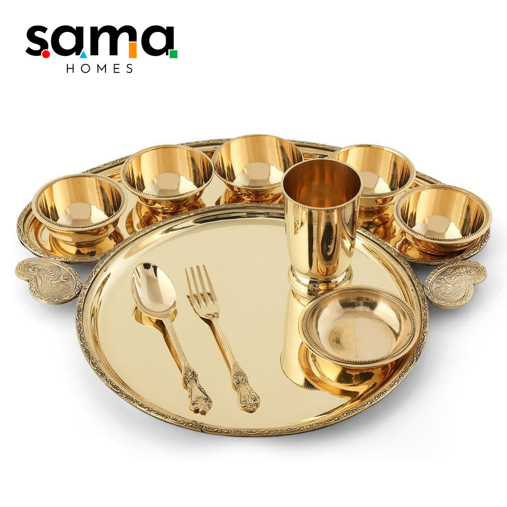 Sama Homes 10-Piece Brass Maharaja Dinner Set for an Authentic Dining Experience - Sama Homes